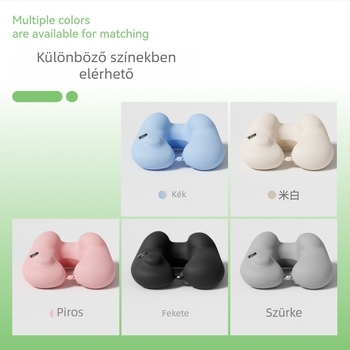 Felfújható U-alakú utazó nyakpárna – hordozható fej-támasz, Ice Silk anyag, PVC töltet, felnőtteknek
