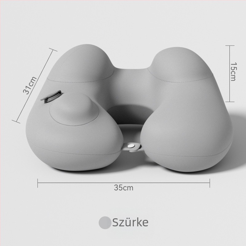 Felfújható U-alakú utazó nyakpárna – hordozható fej-támasz, Ice Silk anyag, PVC töltet, felnőtteknek