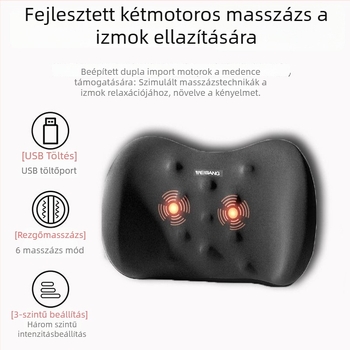 Autóhoz készült elektromos masszázsos ágyéktámasz párna memóriahab töltettel, pamut huzattal, minden évszakhoz megfelelő