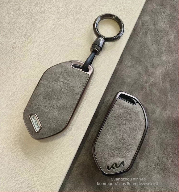 Kia EV5 TPU kulcstartó bőrtextúrás védőtok csattal – egyszerű stílusú