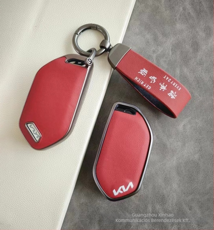 Kia EV5 TPU kulcstartó bőrtextúrás védőtok csattal – egyszerű stílusú
