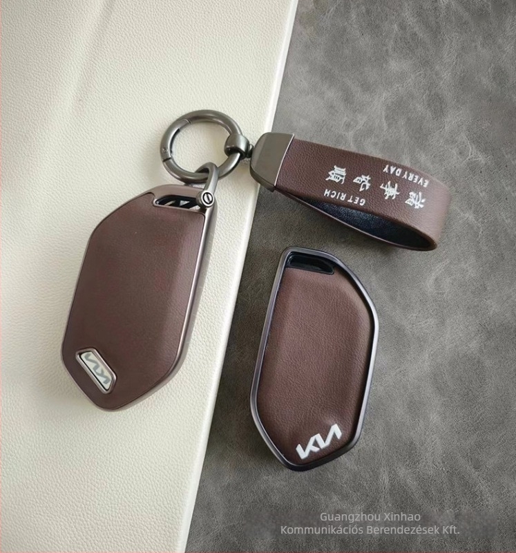 Kia EV5 TPU kulcstartó bőrtextúrás védőtok csattal – egyszerű stílusú