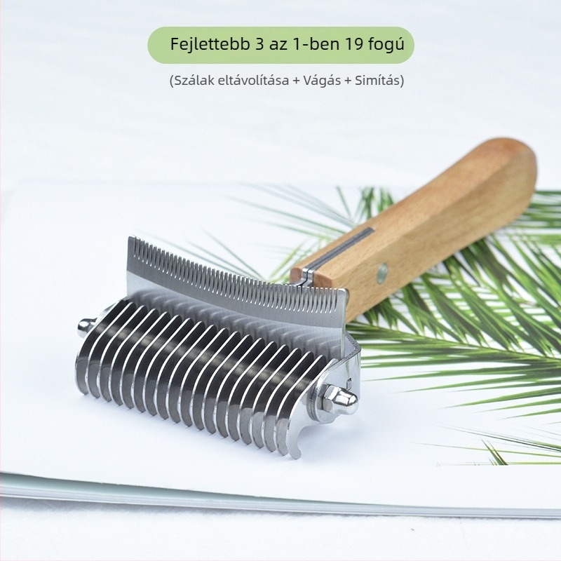 Faanyagú 3-in-1 kisállat ápoló fésű macskák és kutyák számára – szőrszálak eltávolítása, tisztítás