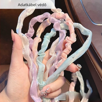 Rajzfilmszerű adatkábel védő, töltőkábelekhez, törésálló kialakítás, Type-C zárócsatlakozó, műanyag burkolat