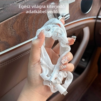 Rajzfilmszerű adatkábel védő, töltőkábelekhez, törésálló kialakítás, Type-C zárócsatlakozó, műanyag burkolat