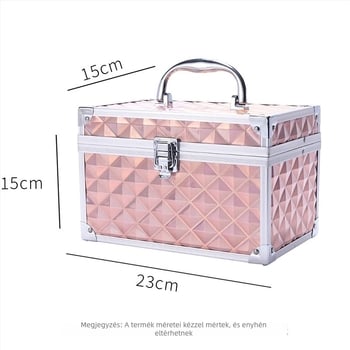 Kétszintes kozmetikai doboz tükörrel, PVC anyagból, kapcsos zár, lakattal zárható, bővítő résszel