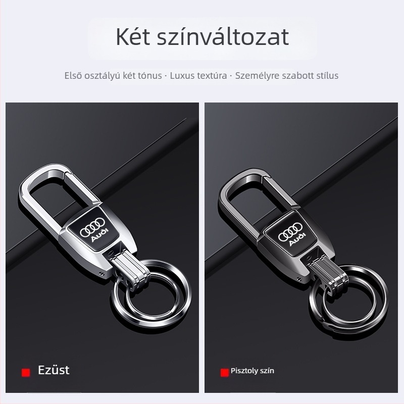 Bohanya alumínium ötvözet kulcstartó az Audi A4L/A6L/Q2L/A3L/A7/A8L/Q5L/Q3 modellekhez – Trend stílus, testreszabható