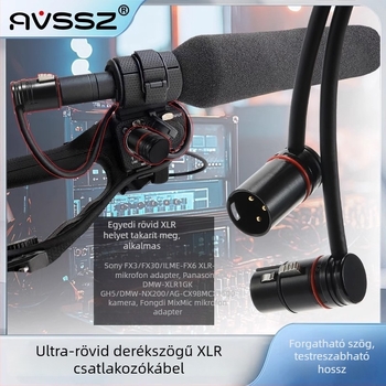 AVSSZ XLR mikrofonkábel, rövid, aranyozott, férfi–női csatlakozók, L alakú, FX3