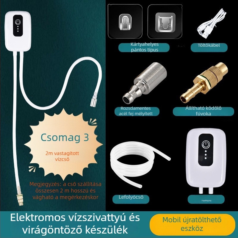Elektronikus permetező, Micro Spray sorozat; anyagok: műanyag, szilikon, sárgaréz; otthoni kertészkedéshez, közterületi zöldfelületeken