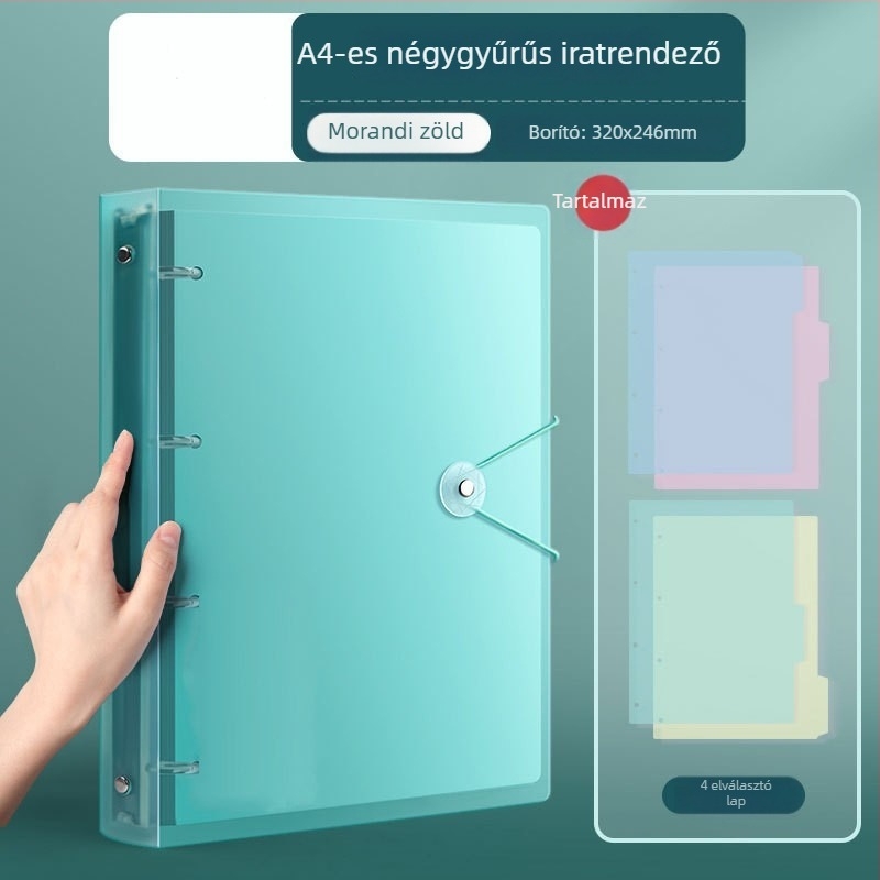A4-es 4‑lyukas irattartó – PP anyagú dokumentumszervező, perforált irattartó, méret 320 × 248 mm