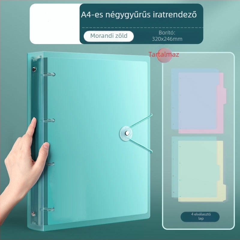 A4-es 4‑lyukas irattartó – PP anyagú dokumentumszervező, perforált irattartó, méret 320 × 248 mm