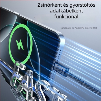 PD 20W Type-C gyors töltésű zsinóros adatkábel kulcstartóval