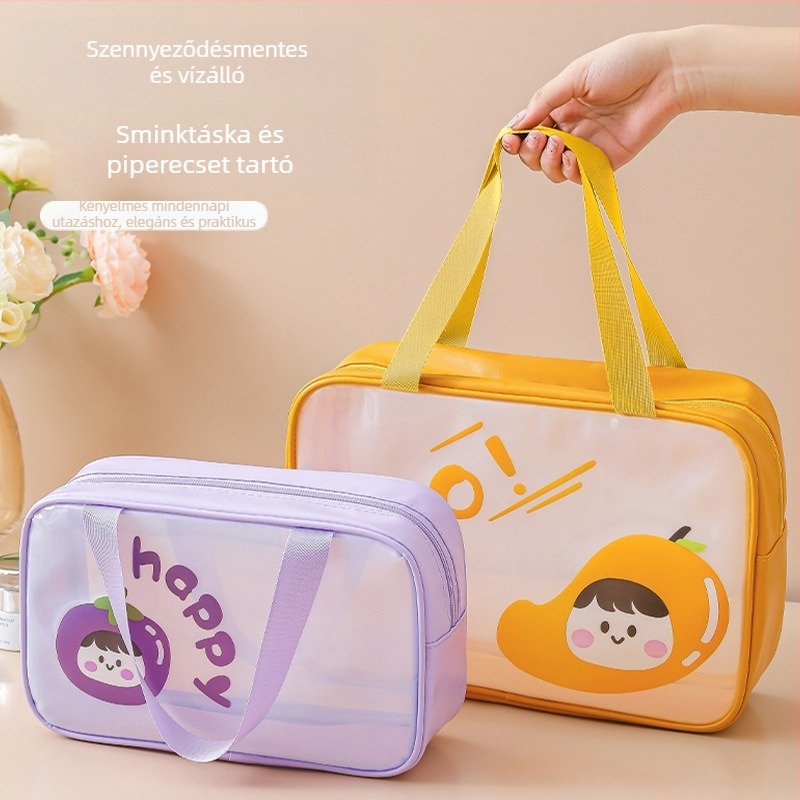 Kocka alakú átlátszó PVC sminktáska, többfunkciós, utazáshoz és asztali tároláshoz, modern minimalista stílus