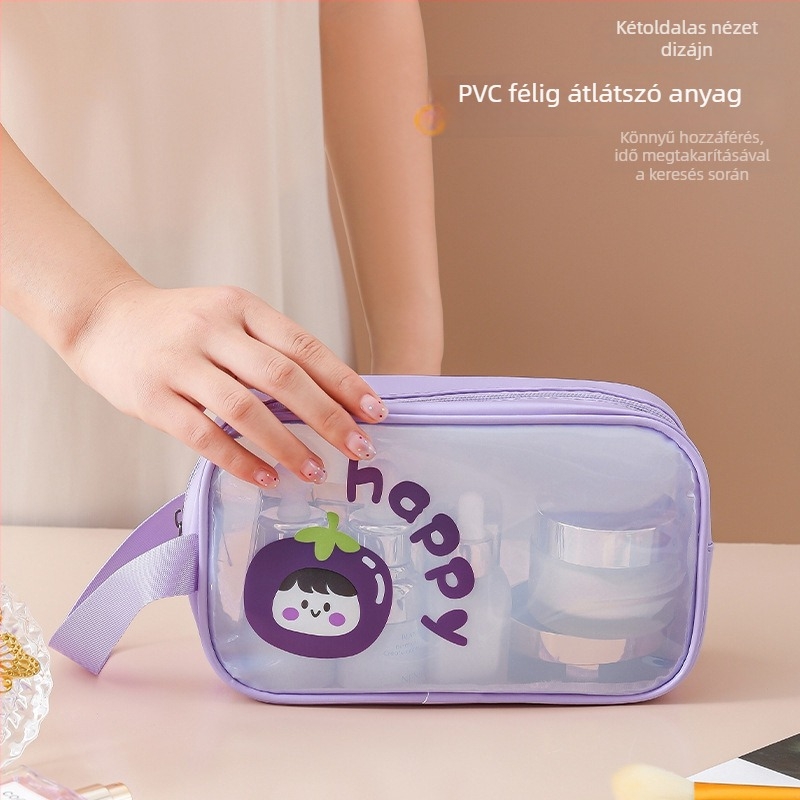 Kocka alakú átlátszó PVC sminktáska, többfunkciós, utazáshoz és asztali tároláshoz, modern minimalista stílus