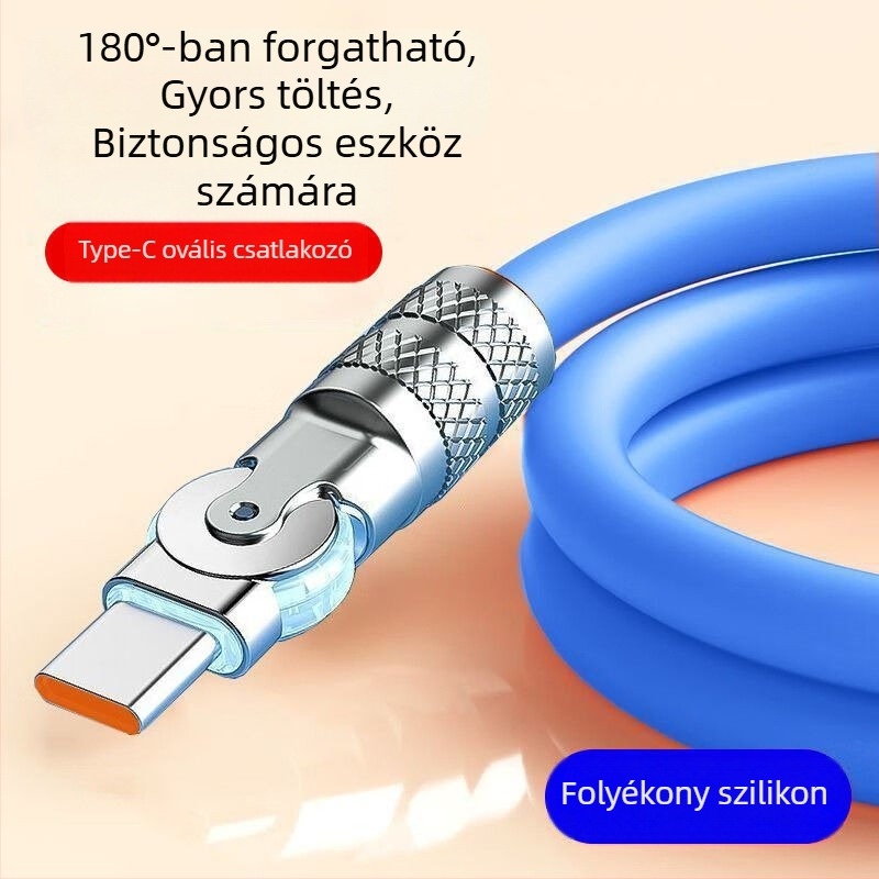 Forgatható Android gyorstöltő adatkábel 240W LED-del, Huawei, Honor, Xiaomi és ViOP játéktelefonokhoz