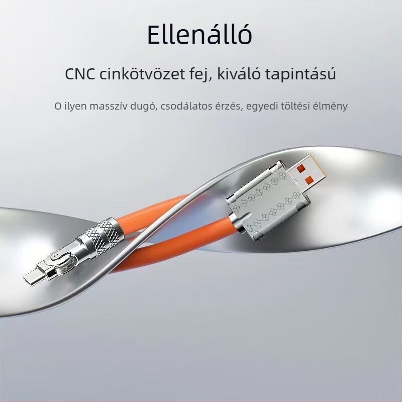 Forgatható Android gyorstöltő adatkábel 240W LED-del, Huawei, Honor, Xiaomi és ViOP játéktelefonokhoz