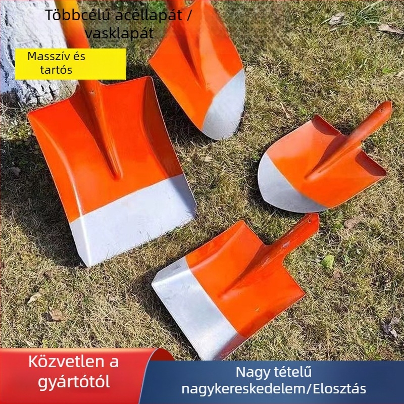 Mangánacél lapát négyszögletes pengével, mezőgazdasági és kültéri használatra