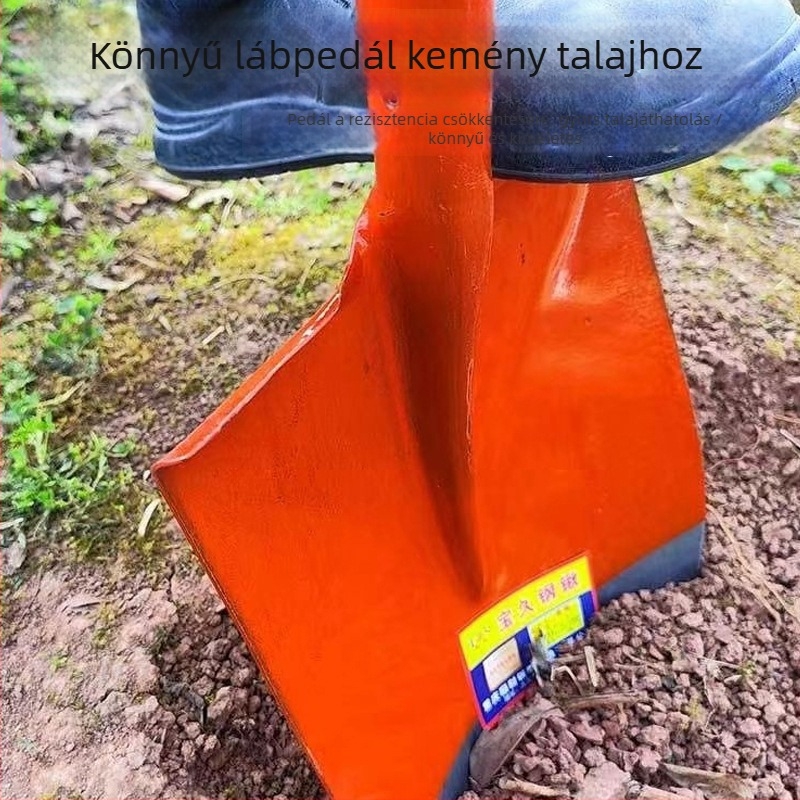 Mangánacél lapát négyszögletes pengével, mezőgazdasági és kültéri használatra