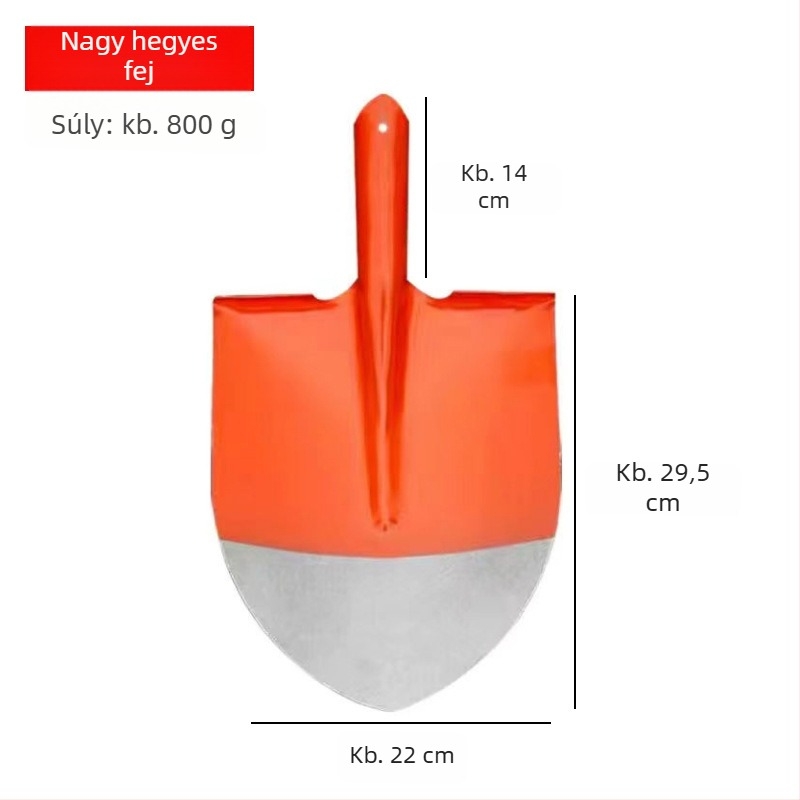 Mangánacél lapát négyszögletes pengével, mezőgazdasági és kültéri használatra