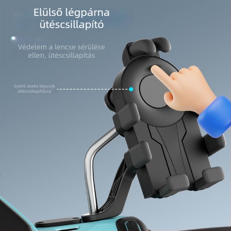 Kerékpár és motorkerékpár telefon-tartó (légzsákos rezgéscsillapítás, műanyag, egyszerű stílus)