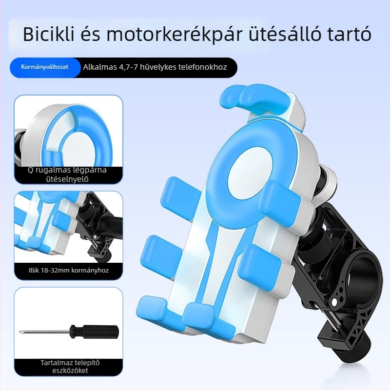 Kerékpár és motorkerékpár telefon-tartó (légzsákos rezgéscsillapítás, műanyag, egyszerű stílus)
