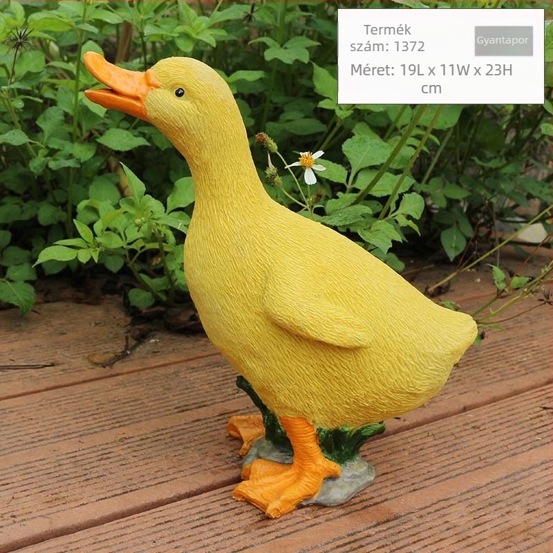 Kerti kacsa díszfigura gyantából, kültéri dekoráció, pásztor-stílus, időjárásálló