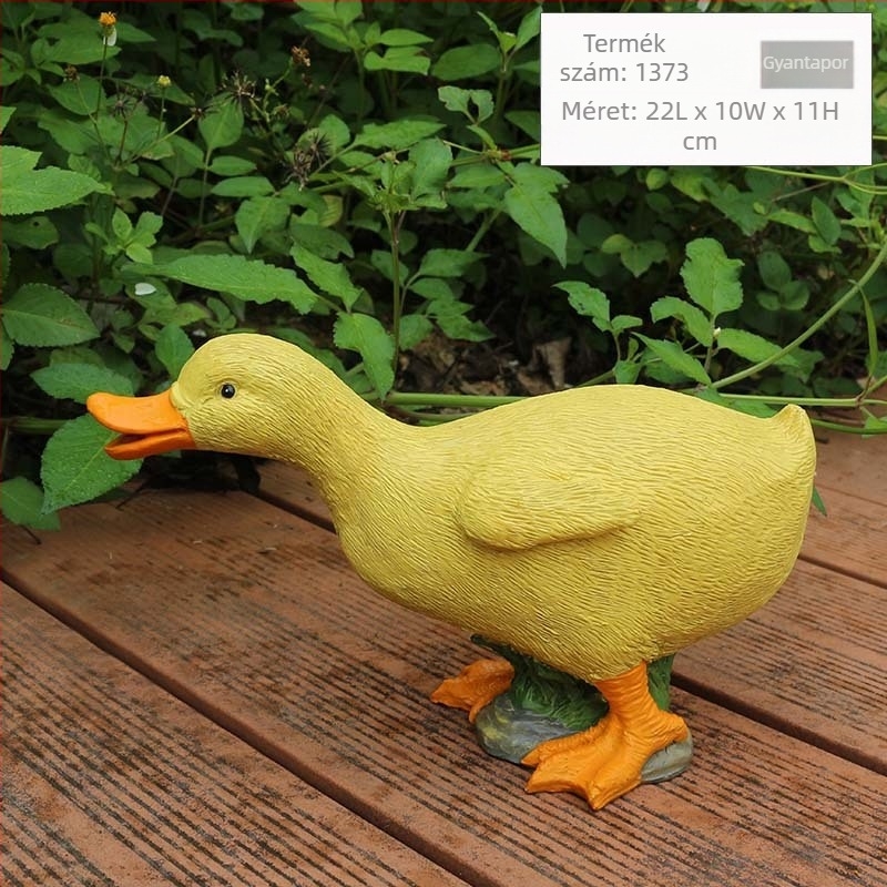 Kerti kacsa díszfigura gyantából, kültéri dekoráció, pásztor-stílus, időjárásálló