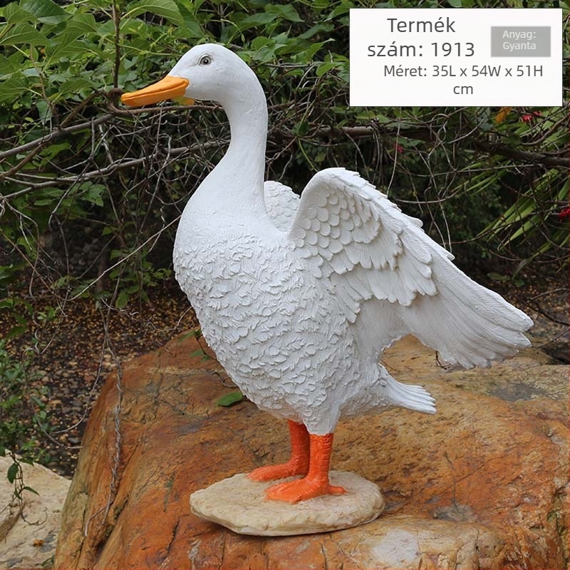 Kerti kacsa díszfigura gyantából, kültéri dekoráció, pásztor-stílus, időjárásálló