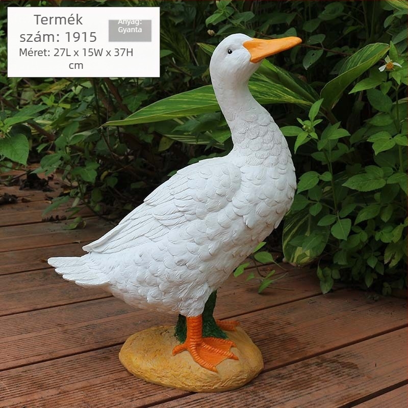 Kerti kacsa díszfigura gyantából, kültéri dekoráció, pásztor-stílus, időjárásálló