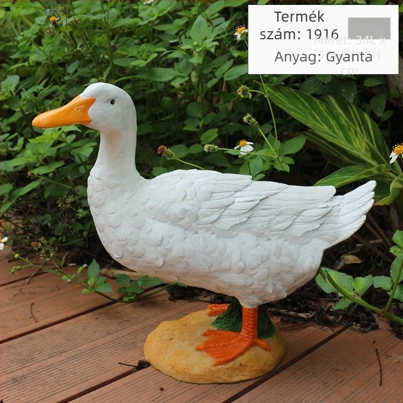 Kerti kacsa díszfigura gyantából, kültéri dekoráció, pásztor-stílus, időjárásálló