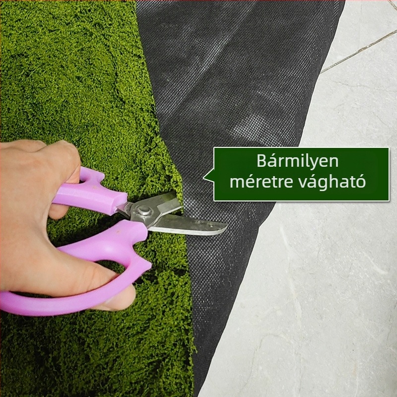 Mesterséges mohas turf szövet – flockolt felület, poliészter + nem szőtt textil, mikrotáj dekor, testreszabható, csomagolás: Opp zacskó