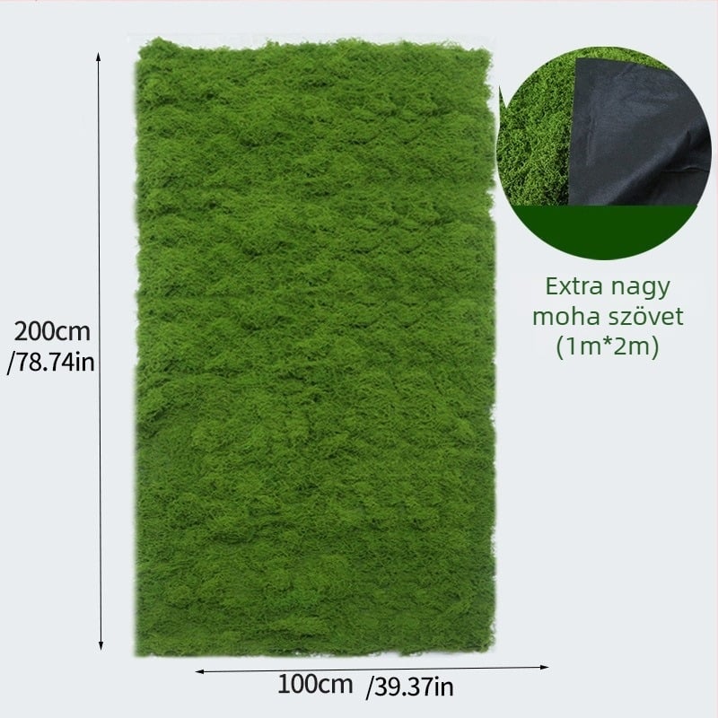 Mesterséges mohas turf szövet – flockolt felület, poliészter + nem szőtt textil, mikrotáj dekor, testreszabható, csomagolás: Opp zacskó