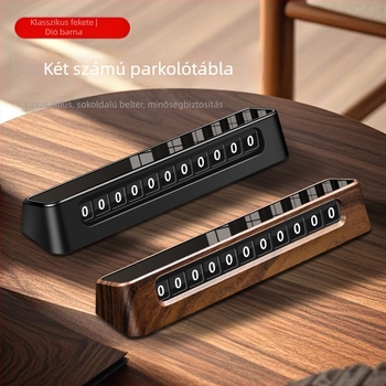 Csúsztatott parkolókártya kettős számmal, faburkolatú kivitel, modell 01, logónyomtatási lehetőség