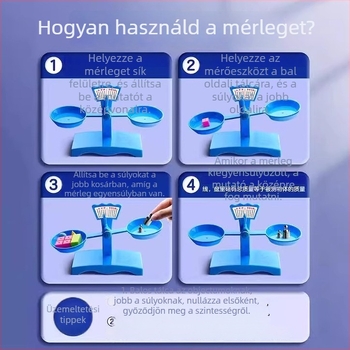 Tanítási mérleg – PP anyag, 3–6 éveseknek, készlet tálcával és súlyokkal