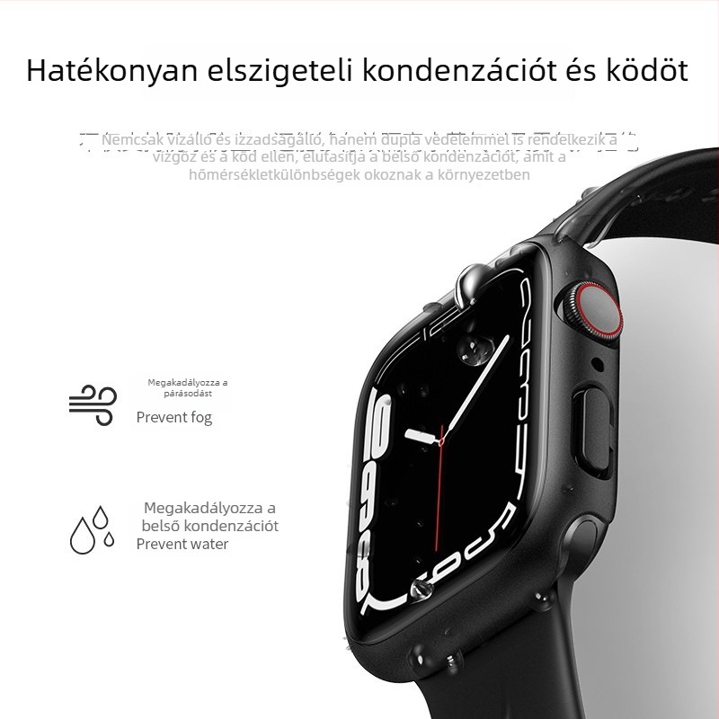 Apple Watch vízálló védőtok, PC kemény héj + edzett üveg fólia, kompatibilis Ultra3/S11/S10/S9/S8/S7/S6/S5/S4/SE3