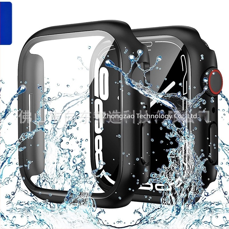 Apple Watch vízálló védőtok, PC kemény héj + edzett üveg fólia, kompatibilis Ultra3/S11/S10/S9/S8/S7/S6/S5/S4/SE3