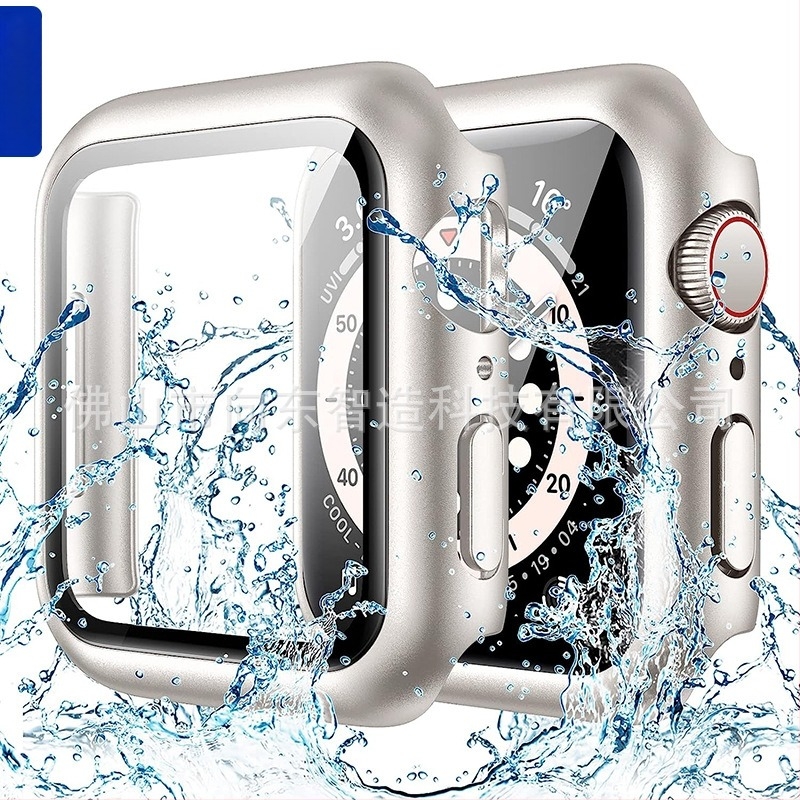 Apple Watch vízálló védőtok, PC kemény héj + edzett üveg fólia, kompatibilis Ultra3/S11/S10/S9/S8/S7/S6/S5/S4/SE3