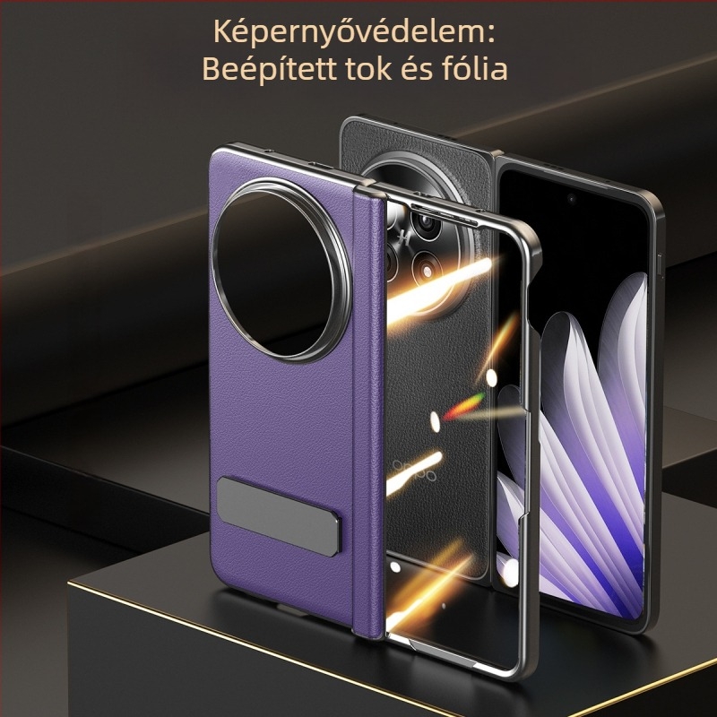 OPPO Find N5 bőrtok forgó állvánnyal, központi tengellyel, matt felülettel, anti-kiesés, mágneses vonzás