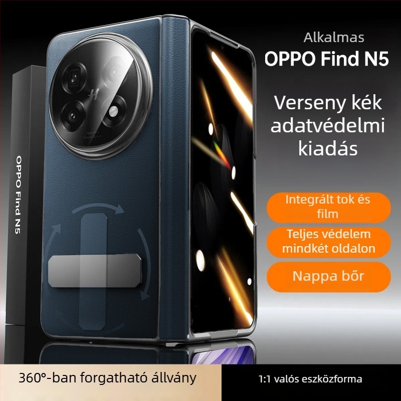 OPPO Find N5 bőrtok forgó állvánnyal, központi tengellyel, matt felülettel, anti-kiesés, mágneses vonzás