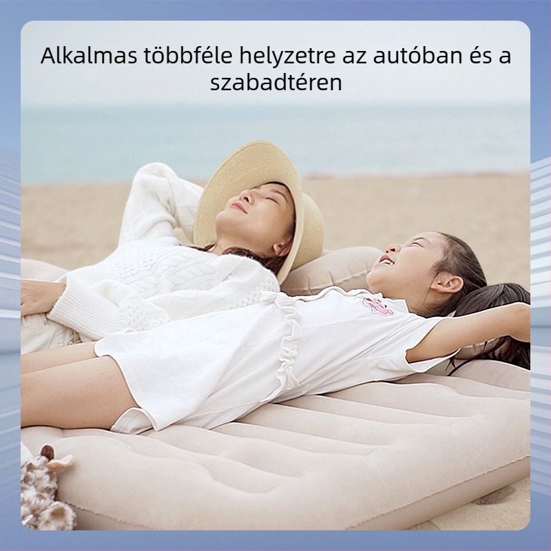 Autóba szerelhető felfújható ágy flokkolt felülettel, könnyű 2,8 kg, maximális terhelés 150 kg