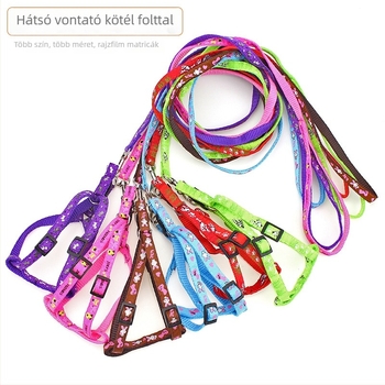 Nylon patchwork háziállat-hám szett pórázzal és macska nyakörvvel
