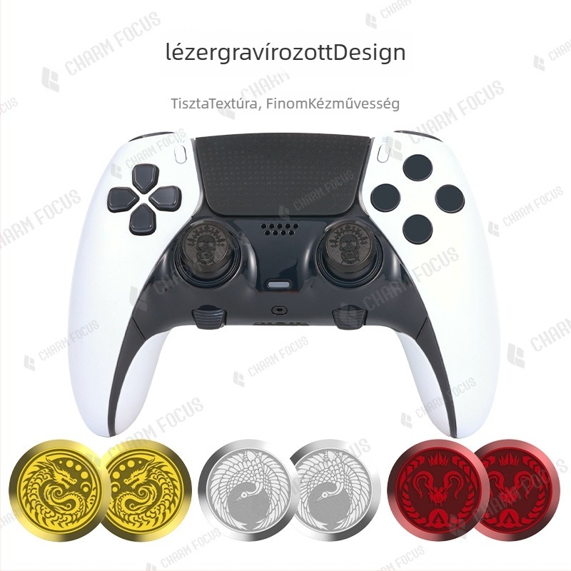 PS5 Edge Elite Vezérlő – Fém rocker sapkák és gombfedők – csúszásmentes, több mintázat, acél, közvetlen csatlakozás