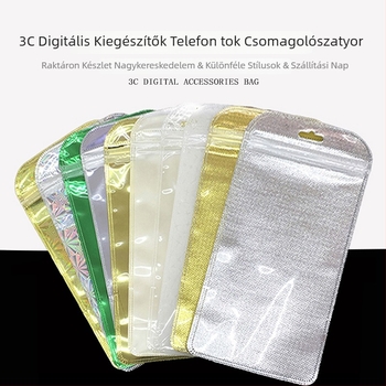 Önzáró csomagoló taska – egyoldalúan átlátszó, a másik oldal opálos; zárási hossz 3 cm; ívelt él; univerzális csomagolás mobiltelefonokhoz és elektronikai kiegészítőkhöz