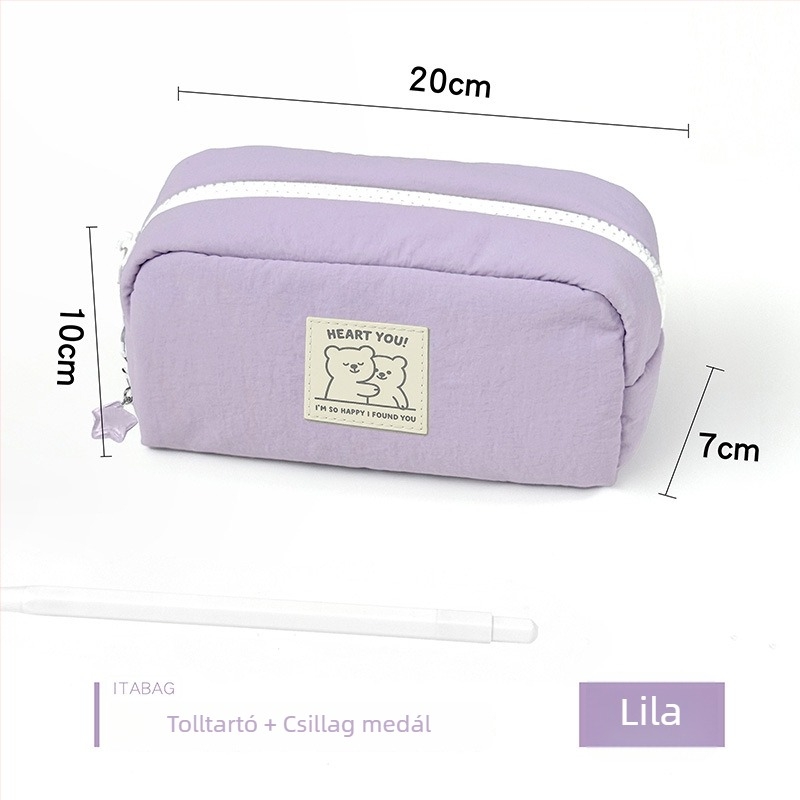 Macaron stílusú cicás tolltartó - nailon, nagy kapacitású