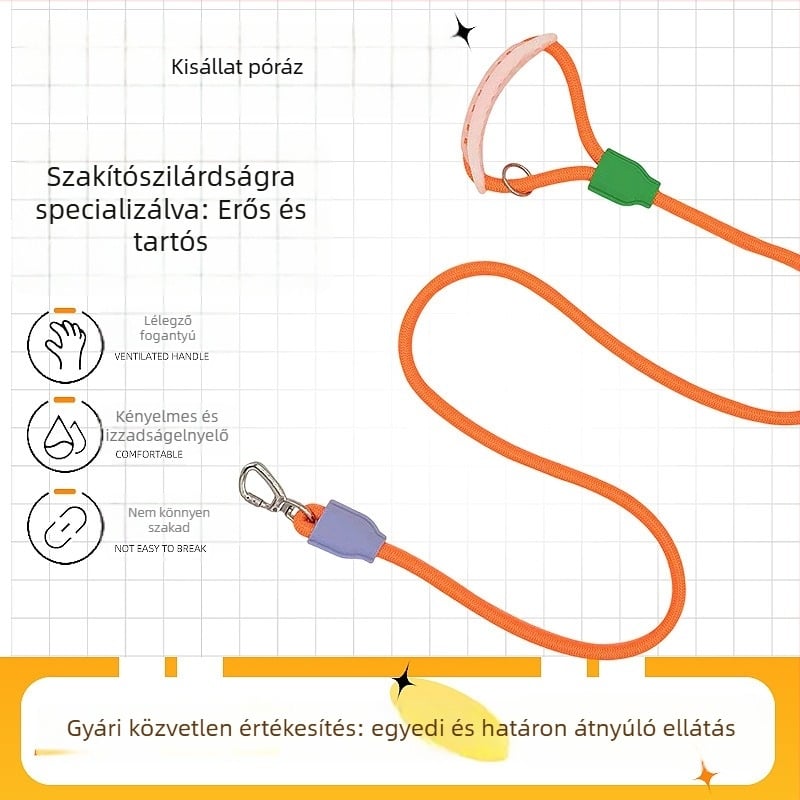 Szellőző kutyapóráz, izzadságálló és szakadásbiztos, kis-, közép- és nagytestű kutyáknak