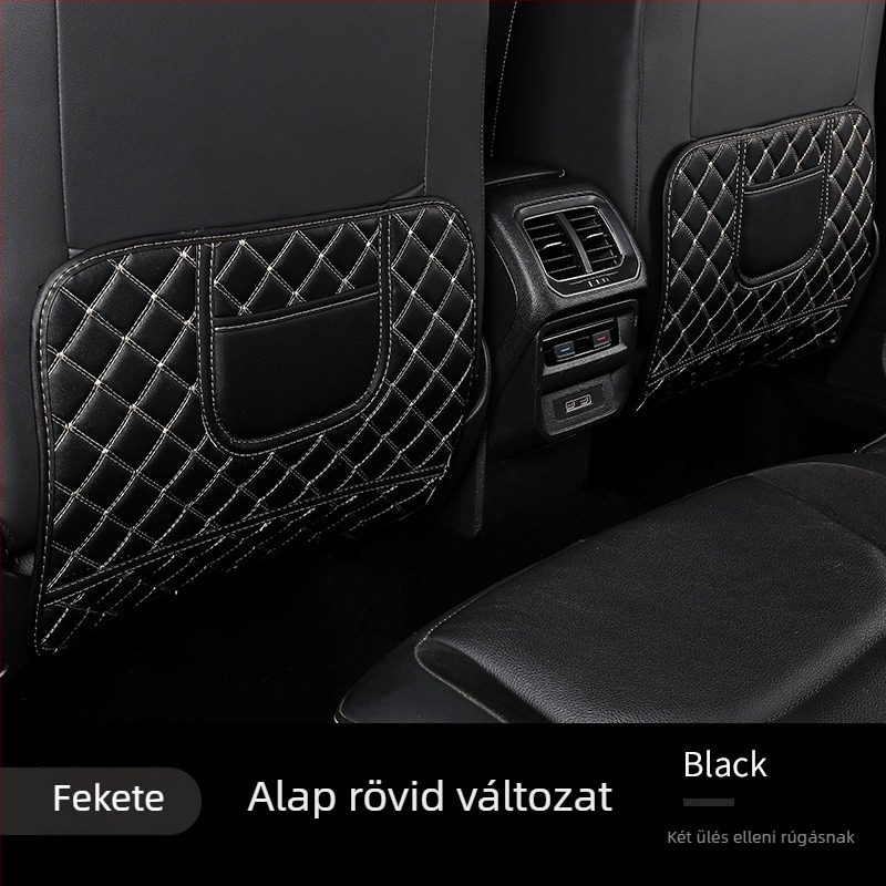 Autóülés háttámla védő párna - bőr; poliészter töltet; gyémánt rács mintázat; minden évszakban használható