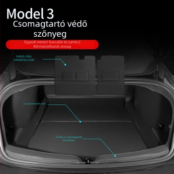 TYEE bőr autó belső dekoratív szőnyeg Tesla Model 3/Y-hoz — hátsó ülés támla védő, belső dekoráció, minden évszakban használható