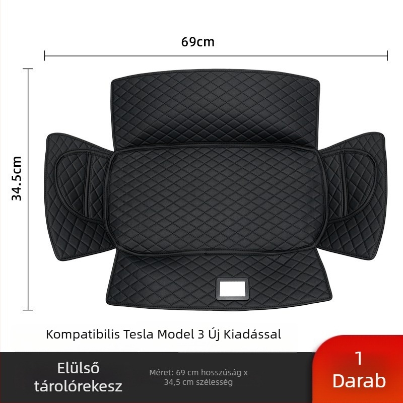 TYEE bőr autó belső dekoratív szőnyeg Tesla Model 3/Y-hoz — hátsó ülés támla védő, belső dekoráció, minden évszakban használható