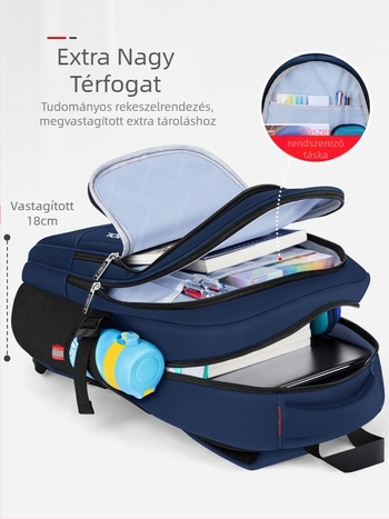 Iskolai hátizsák fiúknak – Nagy kapacitás, modern stílus (Anyag: Oxford szövet; Funkciók: lélegző, bővíthető, terheléscsökkentő; Görbült vállpántok; Mintázat: betűk; Év/Szezon: 2024 tavasz)
