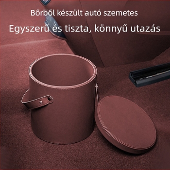 Bőr autós szemetes fedéllel, függő típus, méretek 18x17.3 cm, vízálló